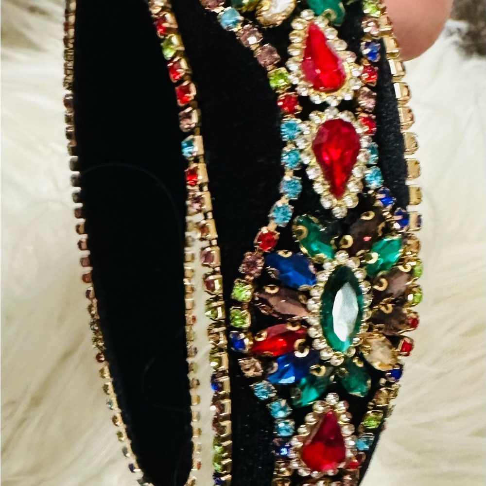 Multicolor Jeweled Statement Headband - Picture 3 of 4